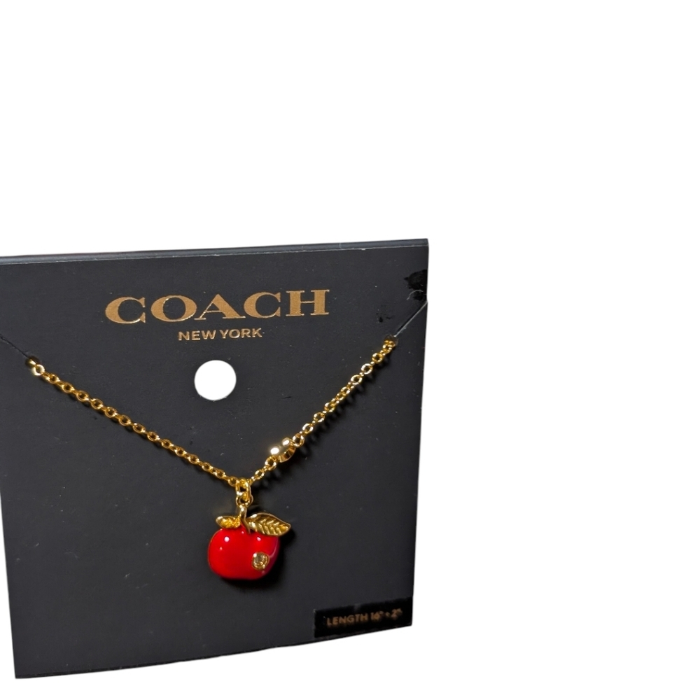 New NWT COACHSignatureApple charm pendant Necklace